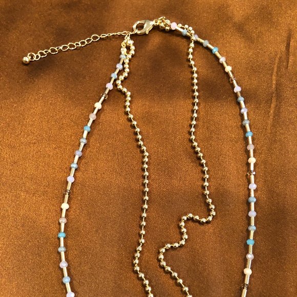 Hudson's Bay Shades of Sea Double-Layer Stone Necklace and Earrings Set. - Picture 3 of 10